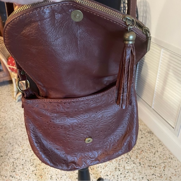 BORSE IN PELLE BOHEMIAN Brown Tooled Leather Crossbody Handbag! Great condition! - Picture 8 of 12